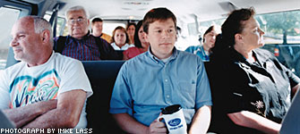 Lathem Time co-workers in the company van