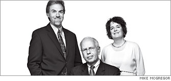 CEO John Baackes with company co-founders Michael Levoshko (to his right) and Camille Bressler CEO John Baackes with company co-founders Michael Levoshko (to his right) and Camille Bressler